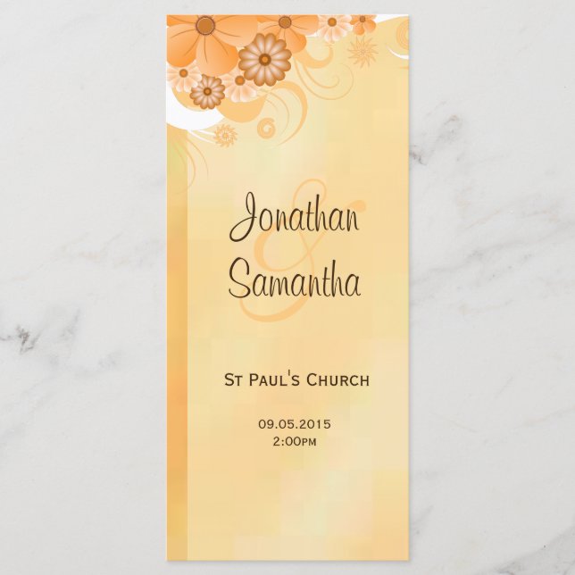 Ivory Gold Floral Elegant Slim Wedding Programs Programme (Front)