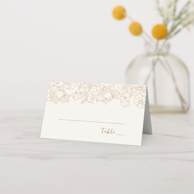 Ivory Gold Floral Place Card (Front)