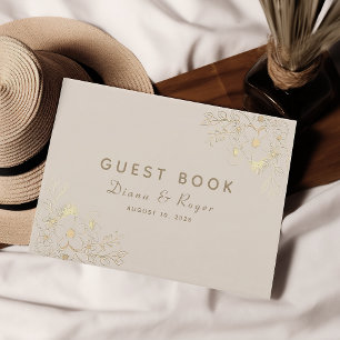 Ivory Gold Floral Wedding Guest Book
