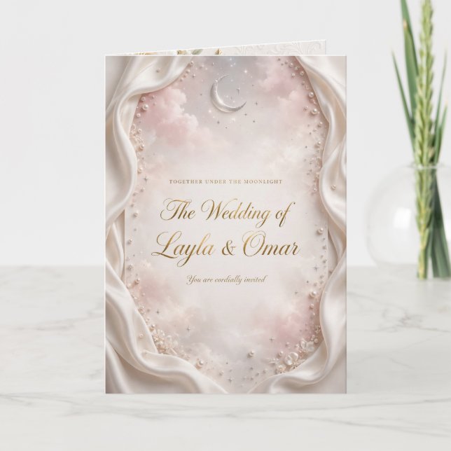 Ivory Gold Floral Wedding Invitation (Front)
