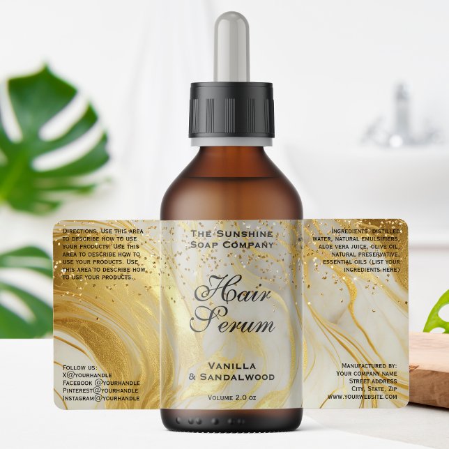 Ivory Gold Glitter Cosmetics Dropper Bottle Label (Creator Uploaded)