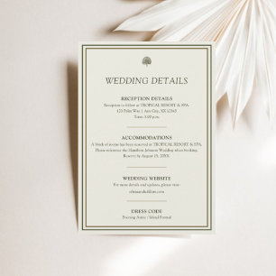 Ivory & Gold Green Border Wedding Details Card