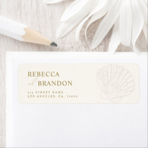 Ivory & Gold Hand Drawn Seashell Wedding Address