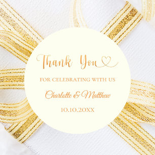 Ivory gold heart thank you wedding classic round sticker