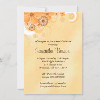 Ivory Gold Hibiscus Floral Bridal Shower Invite