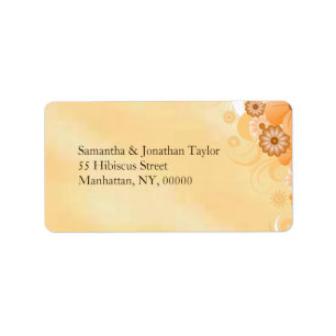 Ivory Gold Hibiscus Floral Medium Wedding Labels