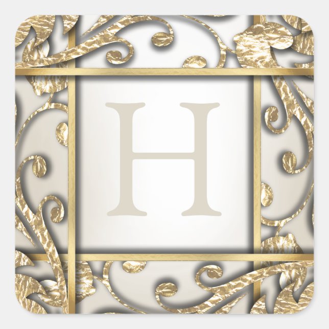 Ivory Gold Lattice Monogram Envelope Seal (Front)