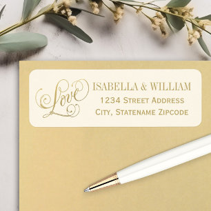 Ivory Gold Love Calligraphy Wedding Address