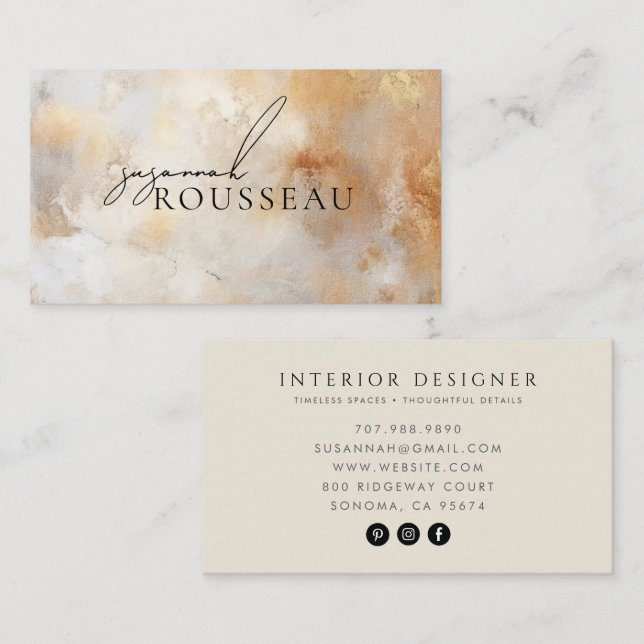 Ivory Gold Marble Interior Designer Business Card (Front/Back)