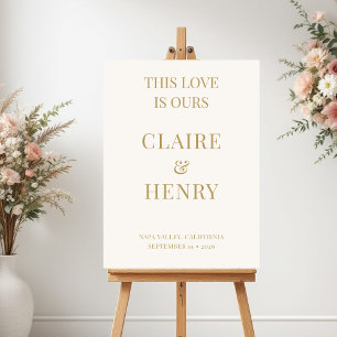 Ivory Gold Minimalist Wedding Welcome Sign