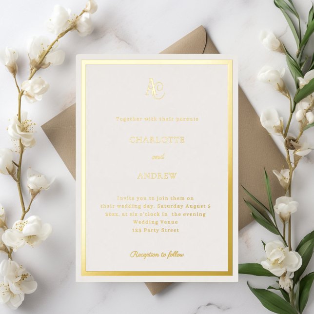 Ivory gold modern monogram luxury wedding (Creator Uploaded)