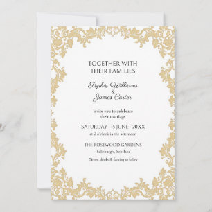Ivory Gold Ornate Lace Wedding Invitation