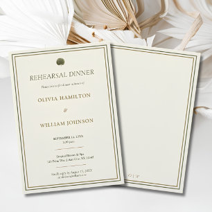 Ivory & Gold Palm Rehearsal Dinner Invitation