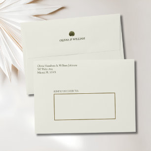 Ivory & Gold Palm Wedding Envelope