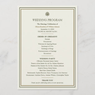 Ivory & Gold Palm Wedding Program Programme