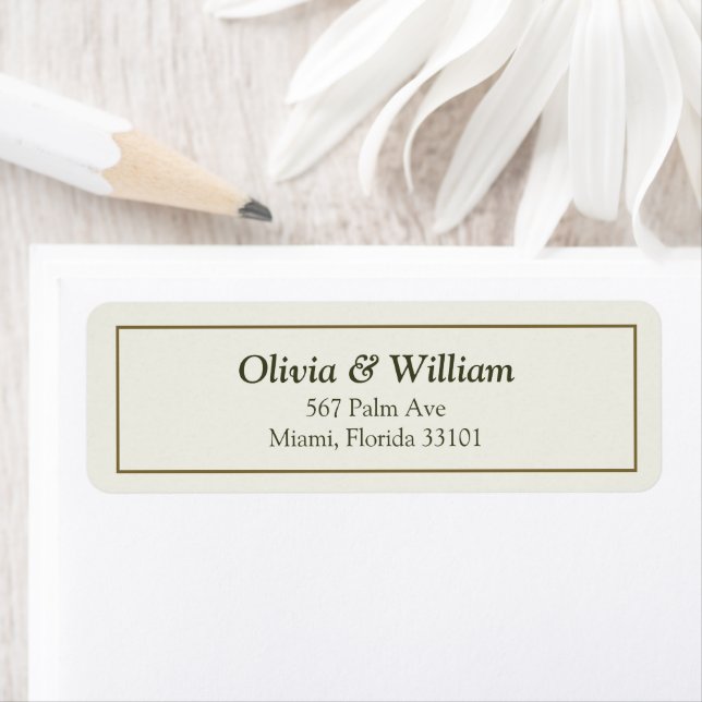 Ivory Gold Palm Wedding Return Address Labels (Insitu)