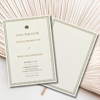 Ivory & Gold Palm Wedding Save the Date