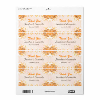 Ivory Gold Peach Floral Large Wedding Thank You