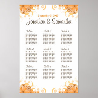 Ivory Gold Peach Wedding Table Seating Charts