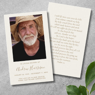 Ivory Gold Photo Sympathy Funeral Memorial Card