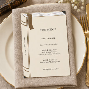 Ivory Gold Romantic Vintage Book Wedding Menu
