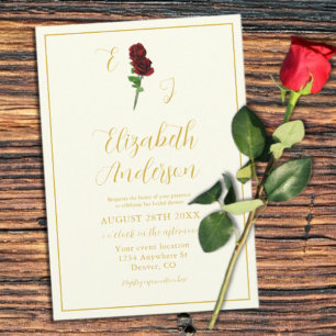 Ivory Gold Rose Bridal Shower Invitation