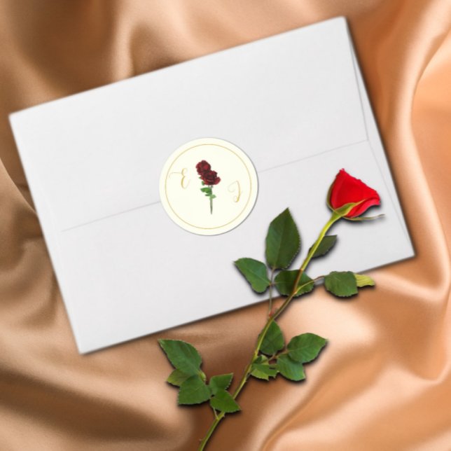 Ivory Gold Rose Wedding Classic Round Sticker (Creator Uploaded)