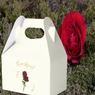 Ivory Gold Rose Wedding Favour Box