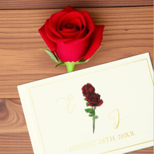 Ivory Gold Rose Wedding Guest Book