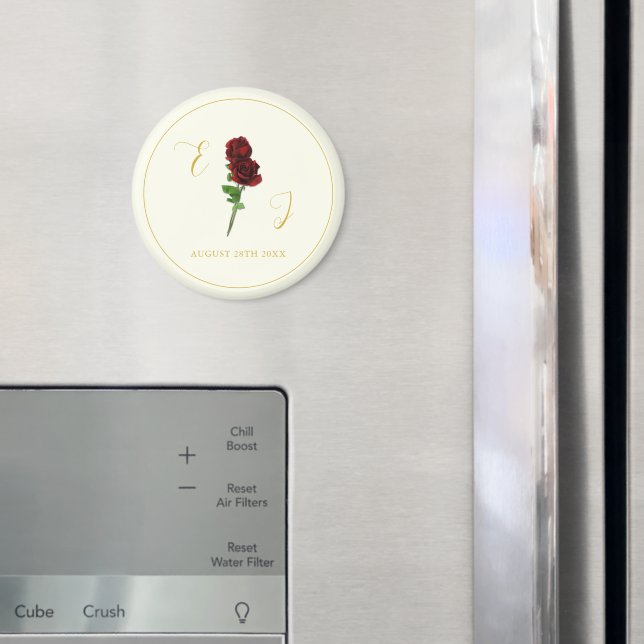 Ivory Gold Rose Wedding Magnet (In Situ (Fridge))