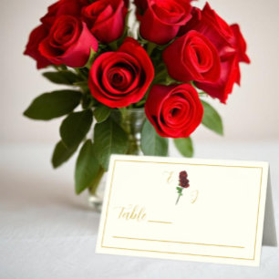 Ivory Gold Rose Wedding Place Card
