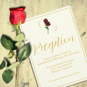 Ivory Gold Rose Wedding Reception Enclosure Card