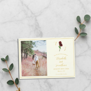 Ivory Gold Rose Wedding Save The Date