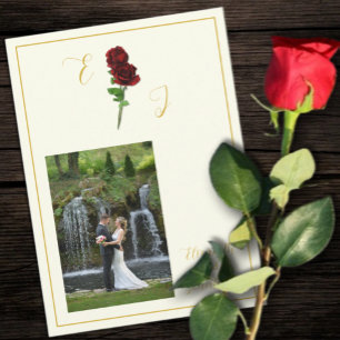Ivory Gold Rose Wedding Thank You Card