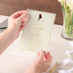 Ivory Gold Rose Wedding Vellum Invitations