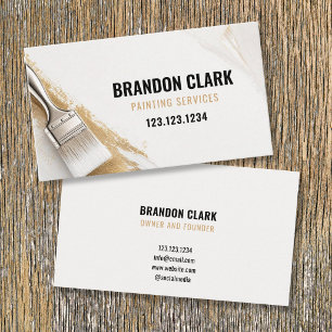 Ivory Gold Streak Brush Design Painting Services Business Card