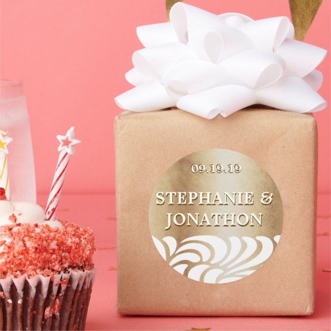 Ivory Gold Swirl Gold Wedding Seal (Party)