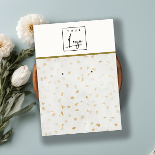 Ivory Gold Terrazzo Marble Texture Earring Logo Business Card