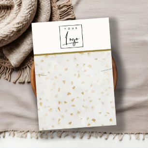 Ivory Gold Terrazzo Marble Texture Necklace Logo Business Card