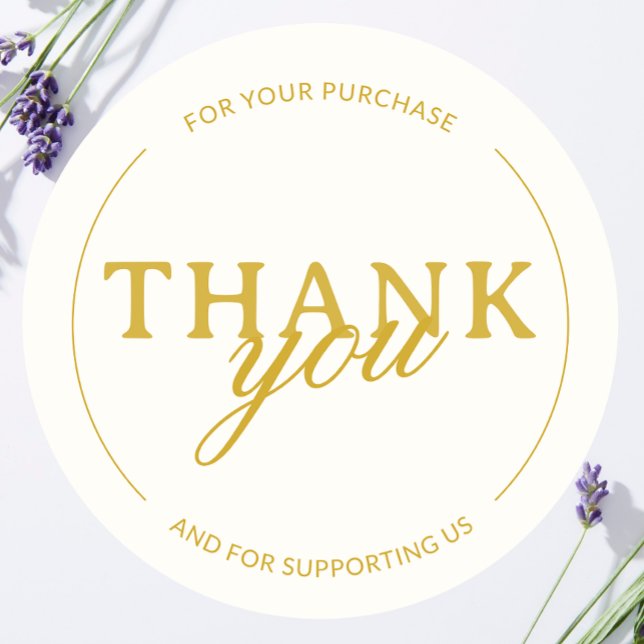 Ivory Gold Thank you Feminine Minimalist Sticker (Creator Uploaded)