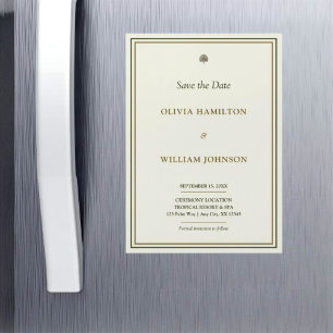 Ivory & Gold Vertical Save the Date Magnet