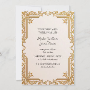 Ivory Gold Victorian Scroll Wedding Invitation