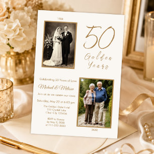 Ivory Gold Vow Renewal Photo Invite