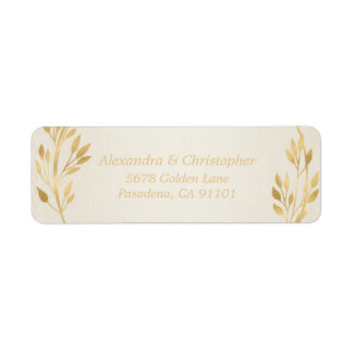 Ivory Gold Wedding Address Label Elegant Royal