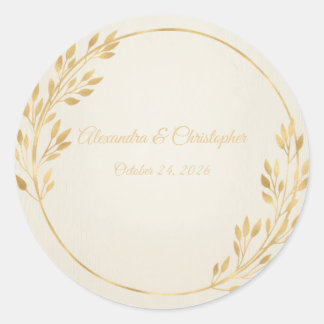Ivory Gold Wedding Monogram Sticker Elegant Royal
