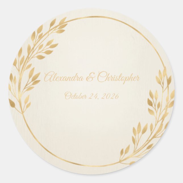 Ivory Gold Wedding Monogram Sticker Elegant Royal (Front)