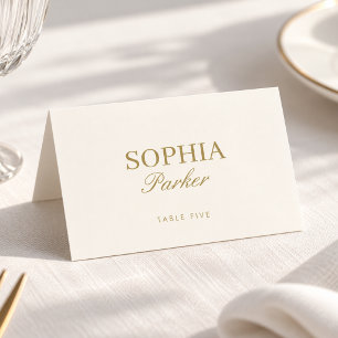 Ivory & Gold Wedding Place Card with Guest Name