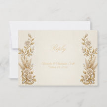 Ivory Gold Wedding RSVP Card Elegant Classic Royal