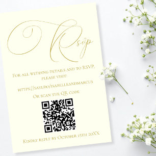 Ivory & Gold Wedding Website RSVP Card