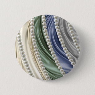 Ivory,Green,Blue,gold,Silk - 6 Cm Round Badge